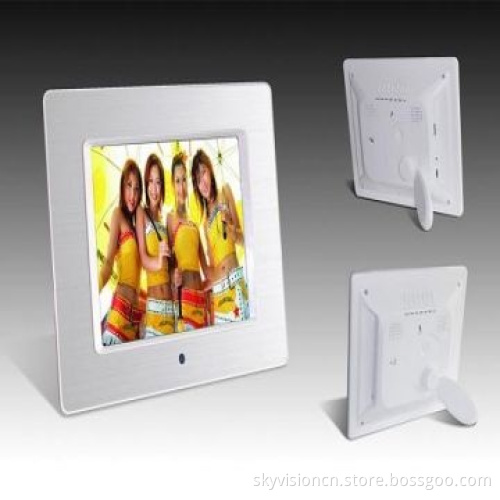 8-inch metal brushed digital photo frame with high resolution, auto copy/play HD video